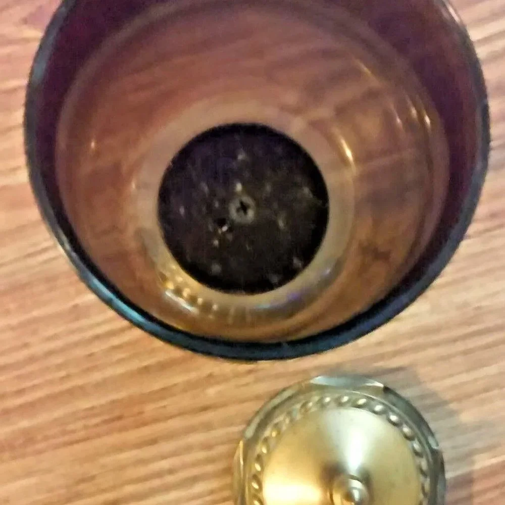 Vintage Antiqued Brass & Smoked Plastic Room Decor Vintage Holder Soap Jewelry C